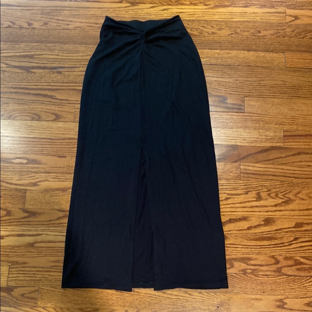 SO Black Pencil Maxi Skirt with Tie Front